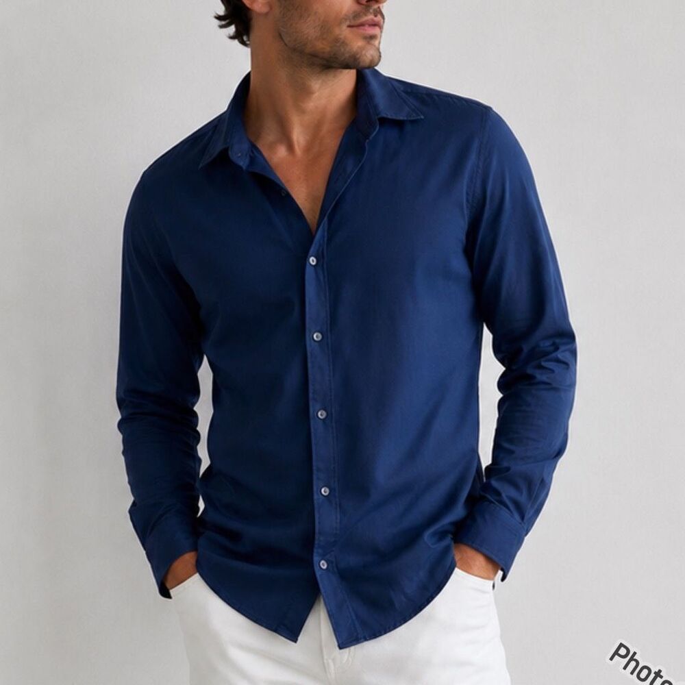 Rhone Blue Button Down Commuter Shirt Small Slim Fit Men